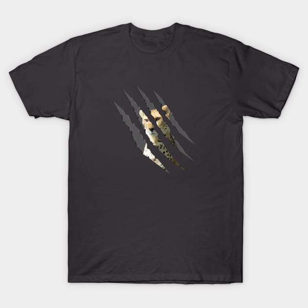 Low Poly Cheetah inside Claw Marks T-Shirt by ErinFCampbell